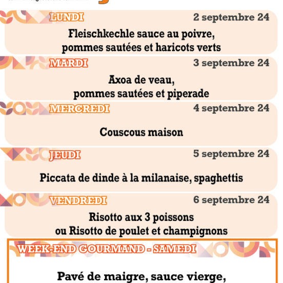 PLATS DU JOUR - Semaine 36